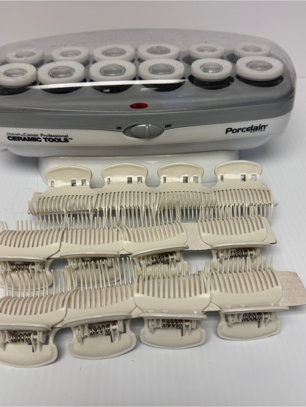 Porcelain White Ceramic Hair Rollers with Clips